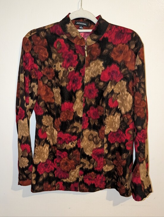 Notations Jackets & Blazers - Notations Floral Jacket - Red, Brown & Black Size L